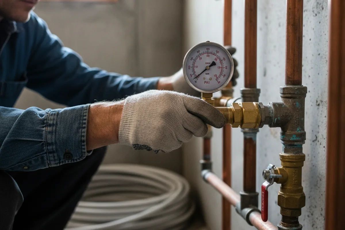 Pressure testing a repaired line during Water Line Repair in Ponte Vedra Beach